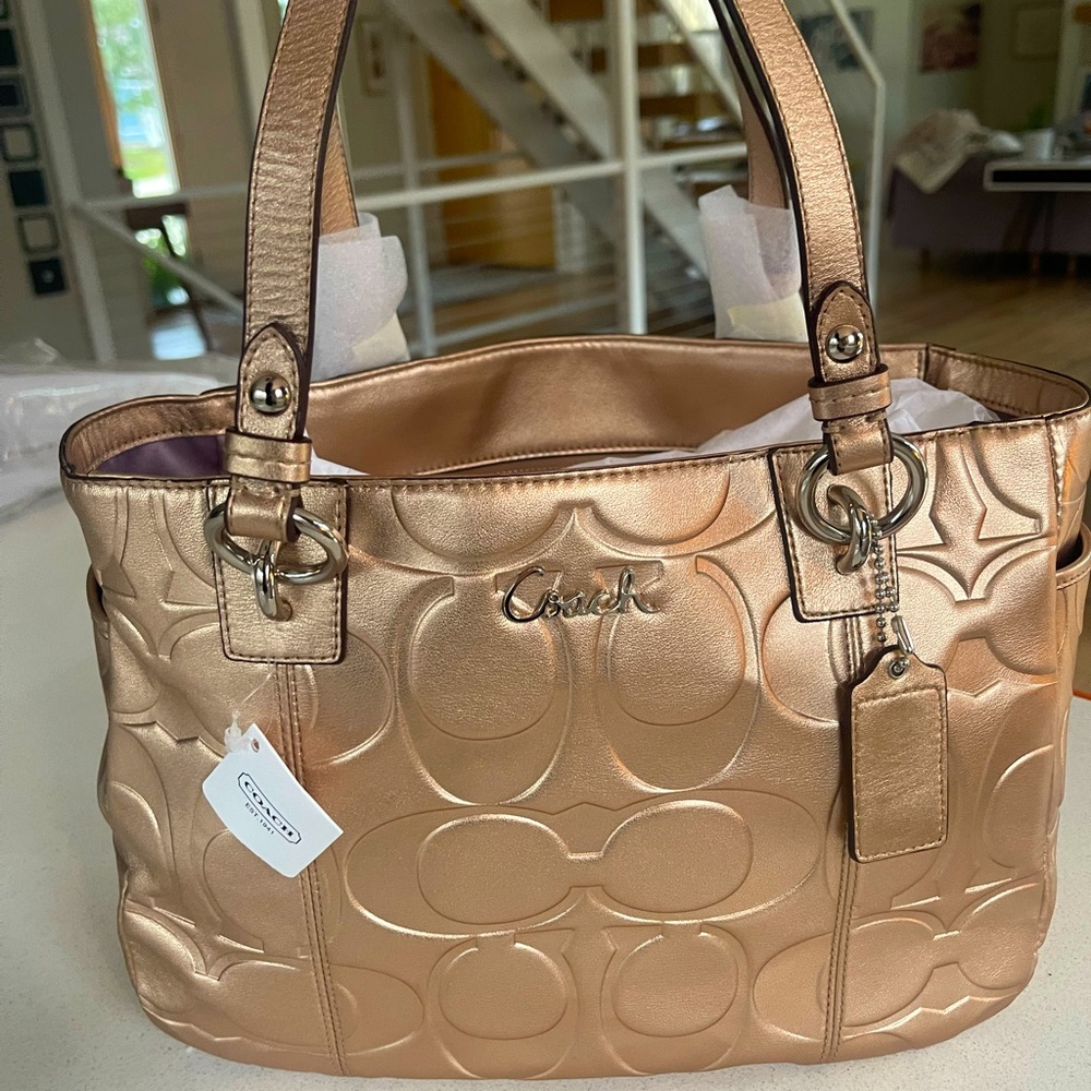 NEW with tag COACH gold purse